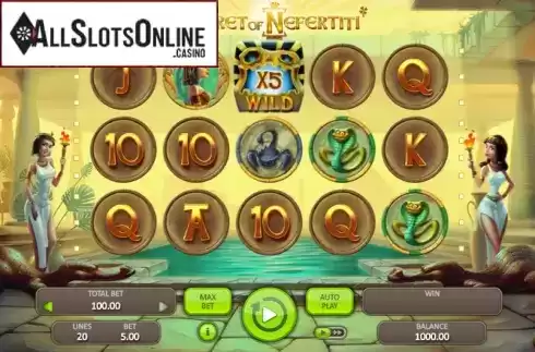 Game Workflow screen. Secret Of Nefertiti from Booongo