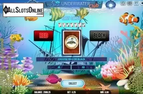 Risk (Double up) game screen. Sea Underwater Club from Fugaso