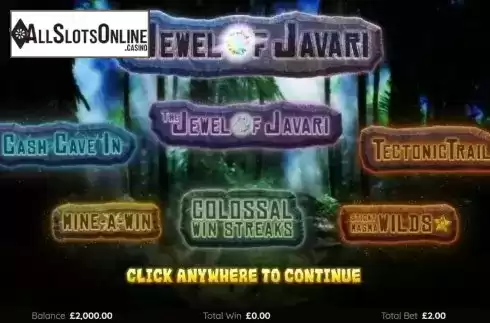 Start Screen. The Jewel of Javari from Endemol Games