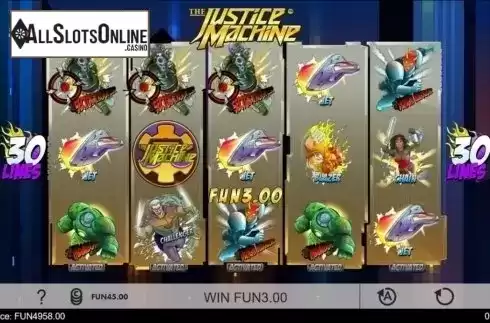 Win screen. The Justice Machine from 1X2gaming