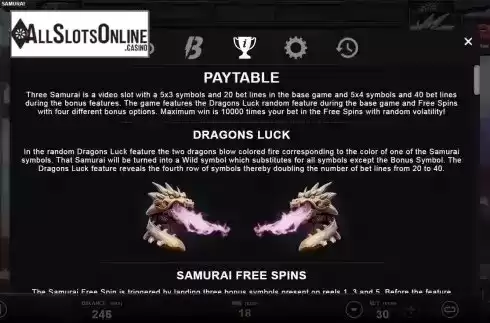 Dragons luck feature screen