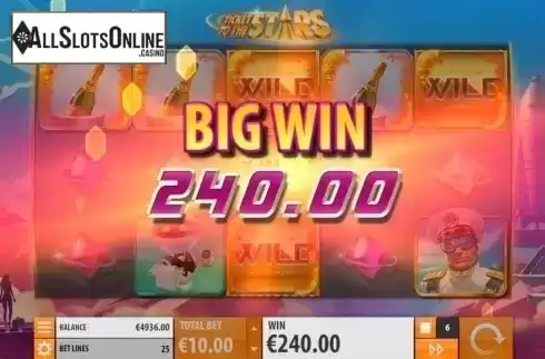 Win Screen. Ticket to the Stars from Quickspin