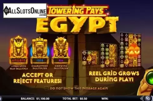 Start Screen. Towering Pays Egypt from GamesLab