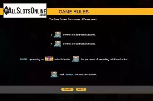 Free games bonus rules screen