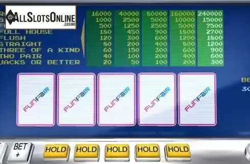 Reels screen. Video Poker (FunFair) from FunFair
