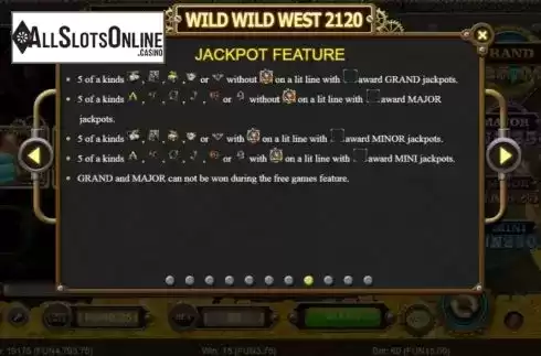 Jackpot feature screen. Wild Wild West 2120 from Big Wave Gaming
