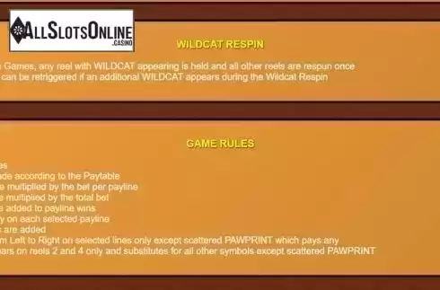 Rules. Wildcat Canyon Dice from NextGen