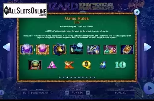 Rules screen