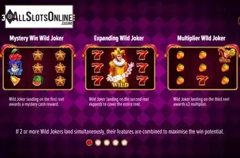 Wild jokers paytable screen