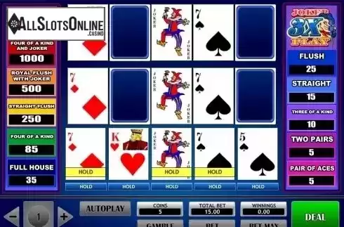 Game Screen. 3x Joker Play Poker from iSoftBet