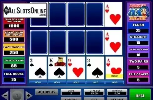 Game Screen. 3x Joker Play Poker from iSoftBet