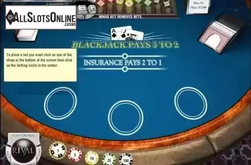 Screen2. Multi-hand Blackjack from Rival Gaming