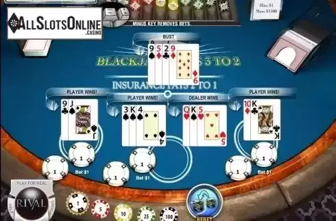 Screen3. Multi-hand Blackjack from Rival Gaming