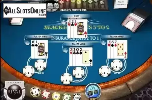 Screen4. Multi-hand Blackjack from Rival Gaming