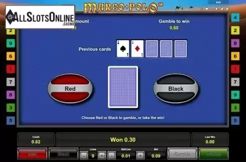 Gamble win screen. Marco Polo (Novomatic) from Novomatic