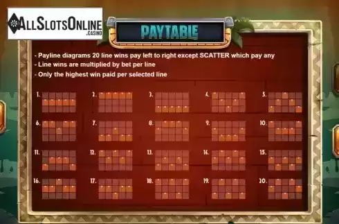 Paytlines screen