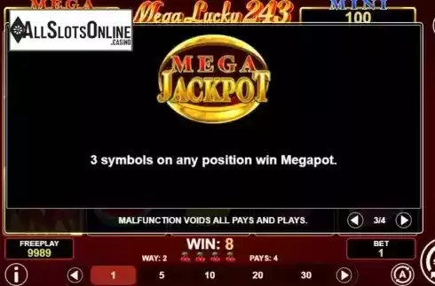 Jackpot Rules Screen