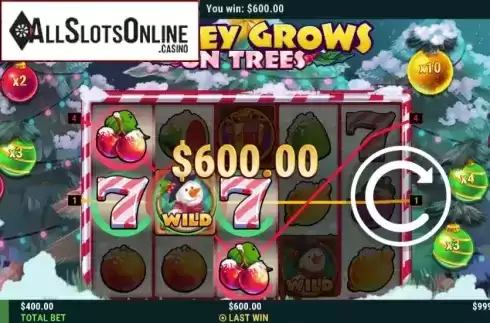 Win Screen 1. Money Grows on Trees Christmas Edition from Slot Factory