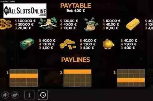 Paytable screen