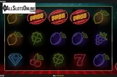 Free Spins. Neon Fruit Cityscape from 1X2gaming