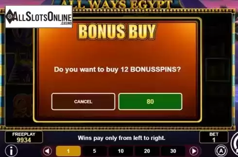 Buy Bonus screen