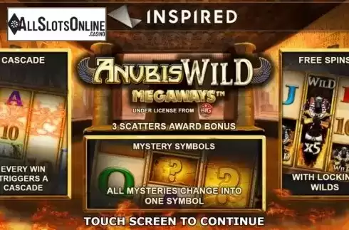 Start Screen. Anubis Wild Megaways from Inspired Gaming