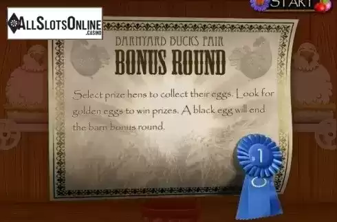 Bonus Game screen. Barnyard Bucks Slots from MultiSlot