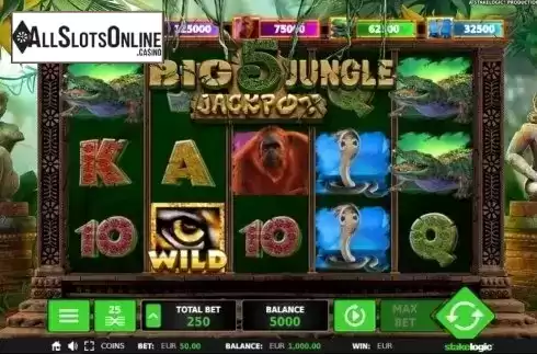 Game Workflow screen. Big 5 Jungle Jackpot from StakeLogic