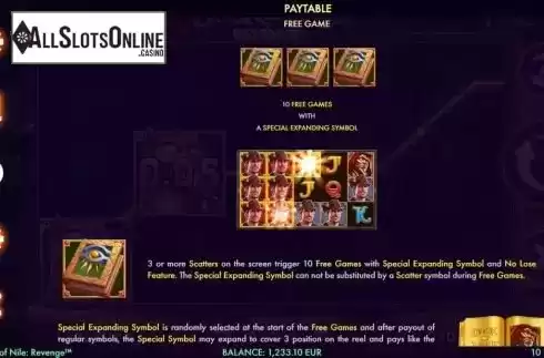 FS Feature screen. Book of Nile: Revenge from NetGame