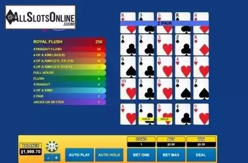 Game Screen. Bonus Poker (Habanero) from Habanero