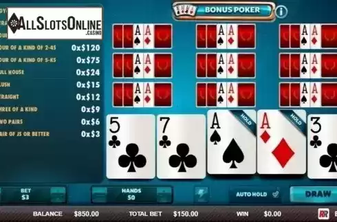 Game Screen 1. Bonus Poker (Red Rake) from Red Rake