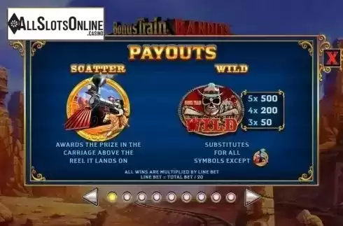Paytable 1. Bonus Train Bandits from Ash Gaming