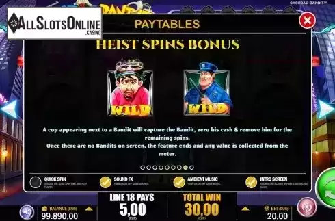 Heist spin bonus screen 2