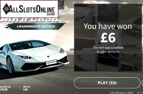 Win screen 2. Car & Cash - Lamborghini from gamevy