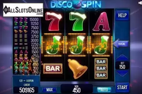 Win screen . Disco Spin Pull Tabs from InBet Games