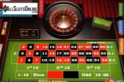 Screen 1. European Roulette 3D Deluxe from Zeus Play