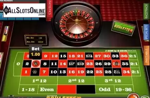 Paytable 2. European Roulette 3D Deluxe from Zeus Play
