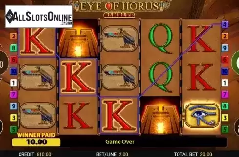 Win Screen 1. Eye of Horus Gambler from Reel Time Gaming