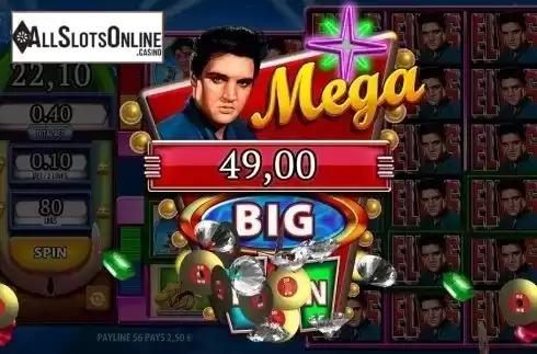 Mega Big win screen. ELVIS: THE KING Lives from WMS