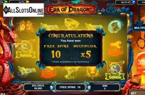 Free Spins screen