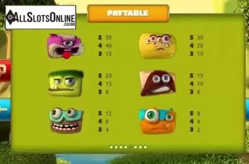 Paytable 5. Furious Furry Fiends from The Games Company