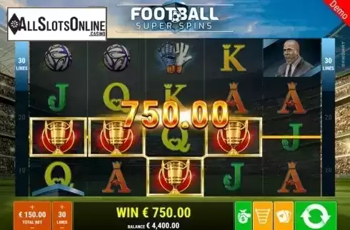 Win Screen. Football Super Spins from Gamomat