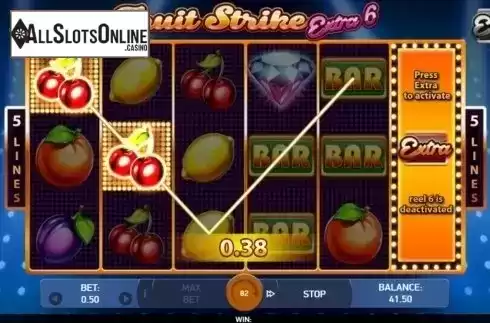 Win Screen. Fruit Strike: Extra 6 from Bet2Tech