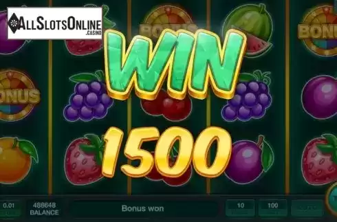 Big win screen. Fruits Fortune Wheel from InBet Games