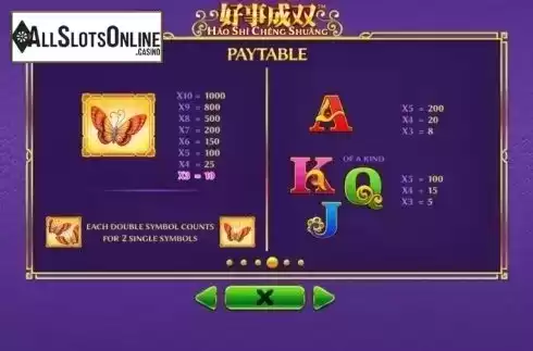 Paytable 4. Hao Shi Cheng Shuang from Skywind Group