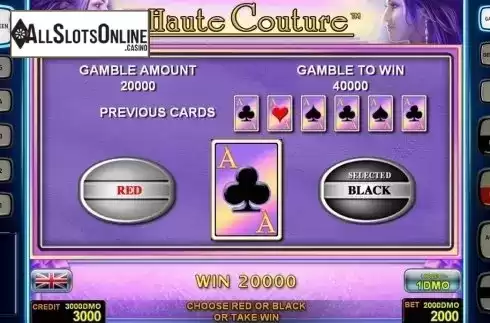 Gamble game screen 2. Haute Couture Deluxe from Novomatic