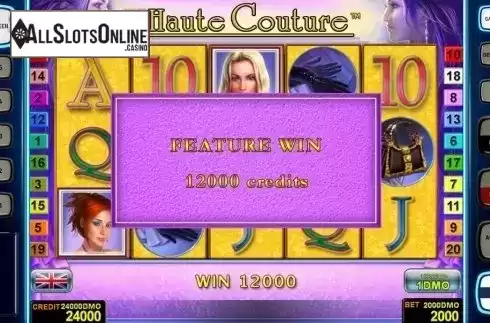 Win screen. Haute Couture Deluxe from Novomatic