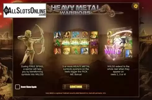 Game features. Heavy Metal Warriors from iSoftBet