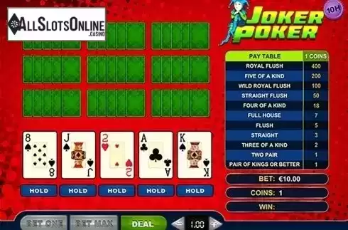 Reels screen. Joker Poker 10 Hands from GVG