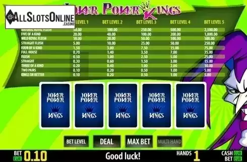 Reels screen. Joker Poker Kings HD from World Match